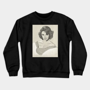 Elizabeth Taylor Portrait Drawing Crewneck Sweatshirt